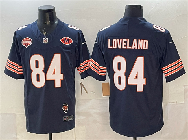 Men's Navy Chicago Bears #84 Colston Loveland F.U.S.E. 2025 NFC North Champions & VMH Patch Vapor Untouchable Limited Stitched Football Jersey